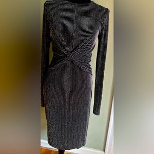 Metallic Knit Twist-Front Dress